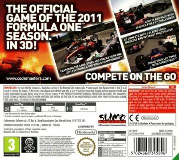 F1 2011 (Europe) (En,Fr,Ge,It,Es) box cover back